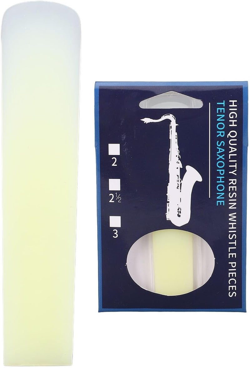 NOENNULL Saxophone Reeds Set, 5Pcs Tenor Saxophone Reeds 2.5 Bb Resin Tenor Sax Reeds with Plastic Box for Beginners Professionals (Yellow) - Image 2